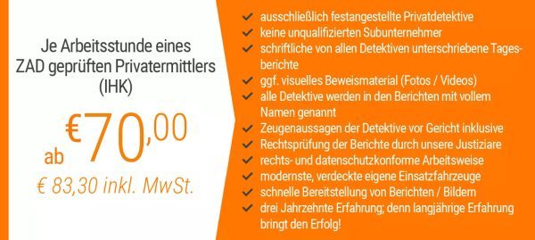 Preise unserer Detektei für Privatermittlungen